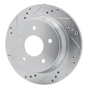 Chevrolet S10 Brake Rotor (1) - Rear Left - R1 Concepts - Drilled & Slotted - Silver - `97-`05